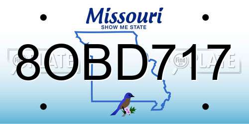 8OBD717 Missouri License Plate