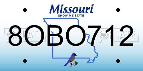 8OBO712 Missouri License Plate