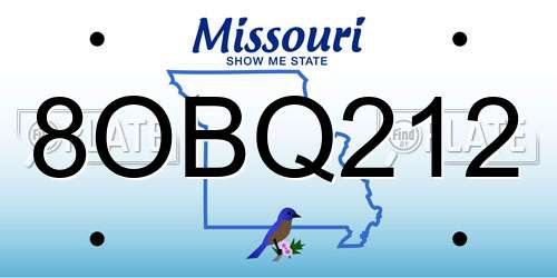 8OBQ212 Missouri License Plate