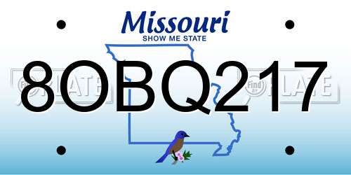 8OBQ217 Missouri License Plate