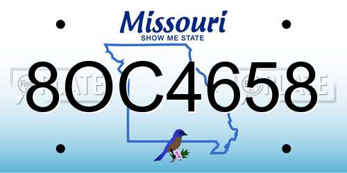 8OC4658 Missouri License Plate