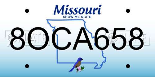 8OCA658 Missouri License Plate
