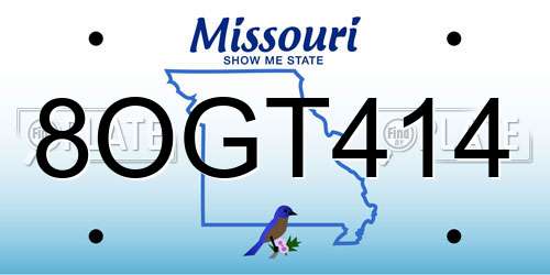 8OGT414 Missouri License Plate