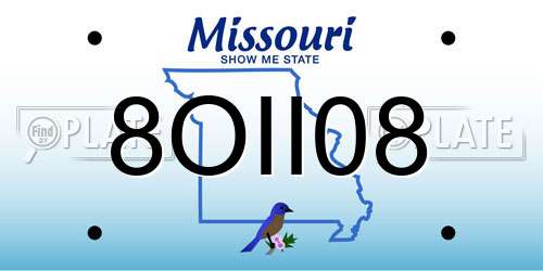 8OII08 Missouri License Plate
