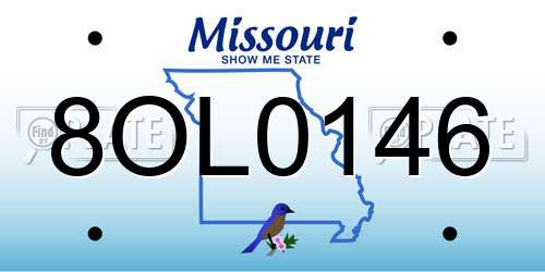 8OL0146 Missouri License Plate