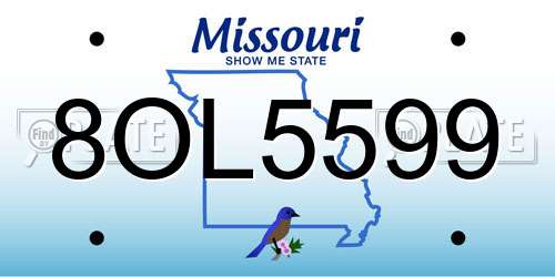 8OL5599 Missouri License Plate