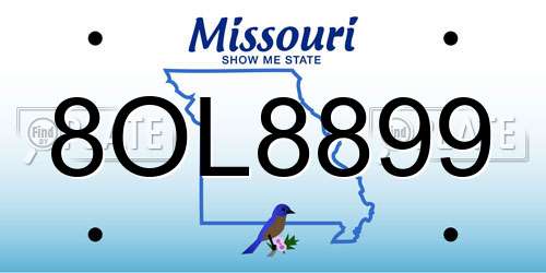 8OL8899 Missouri License Plate