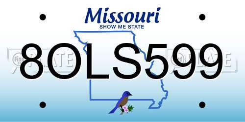 8OLS599 Missouri License Plate