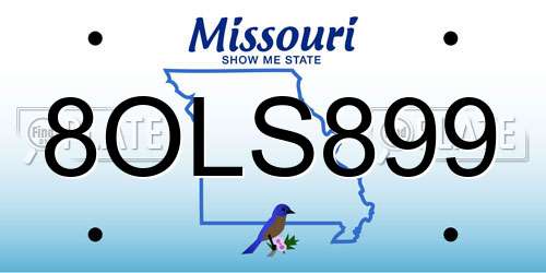 8OLS899 Missouri License Plate