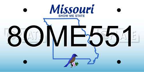 8OME551 Missouri License Plate