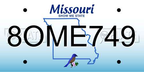 8OME749 Missouri License Plate