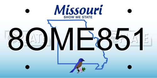 8OME851 Missouri License Plate