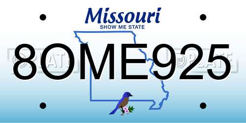 8OME925 Missouri License Plate