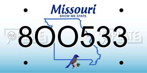 8OO533 Missouri License Plate