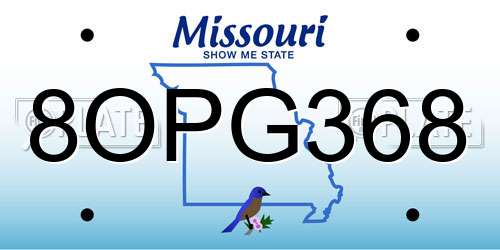 8OPG368 Missouri License Plate