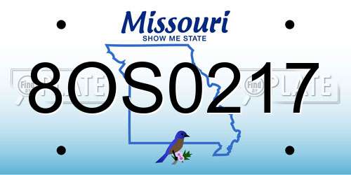 8OS0217 Missouri License Plate