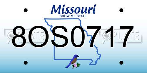 8OS0717 Missouri License Plate