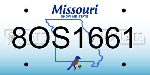 8OS1661 Missouri License Plate