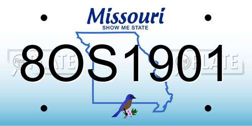 8OS1901 Missouri License Plate