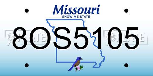 8OS5105 Missouri License Plate