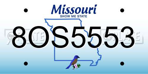 8OS5553 Missouri License Plate