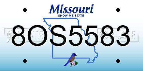 8OS5583 Missouri License Plate