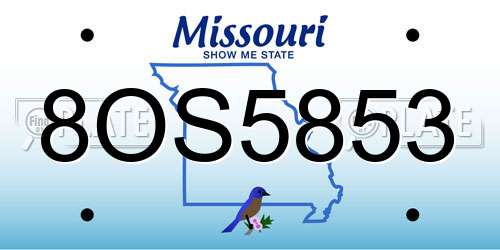 8OS5853 Missouri License Plate