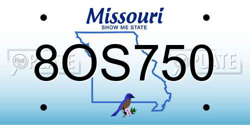 8OS750 Missouri License Plate