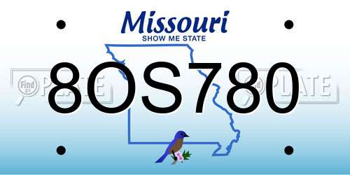 8OS780 Missouri License Plate