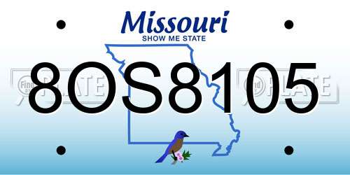 8OS8105 Missouri License Plate