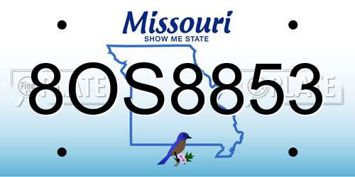 8OS8853 Missouri License Plate