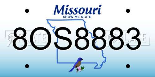 8OS8883 Missouri License Plate