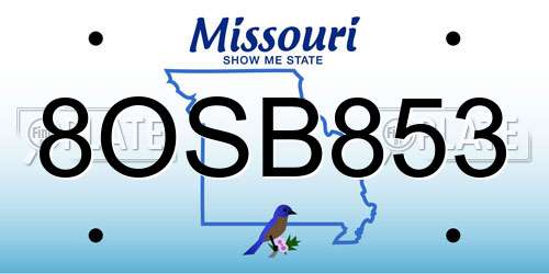 8OSB853 Missouri License Plate