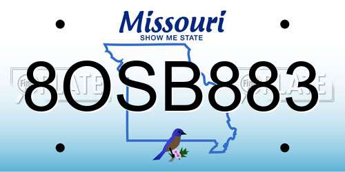 8OSB883 Missouri License Plate