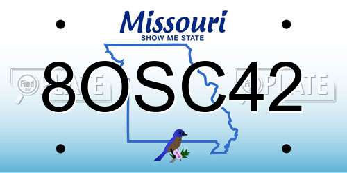 8OSC42 Missouri License Plate