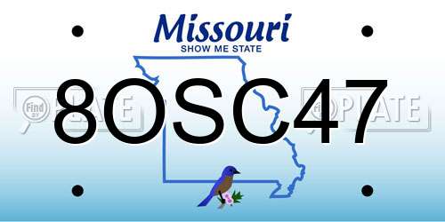 8OSC47 Missouri License Plate