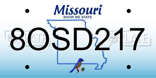 8OSD217 Missouri License Plate
