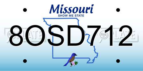 8OSD712 Missouri License Plate