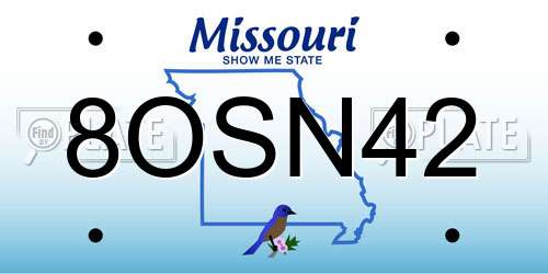 8OSN42 Missouri License Plate