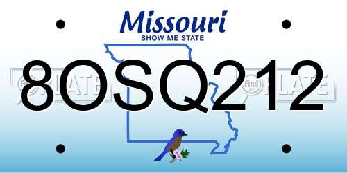 8OSQ212 Missouri License Plate