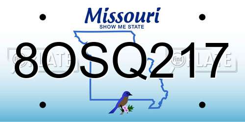 8OSQ217 Missouri License Plate