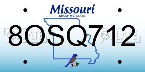 8OSQ712 Missouri License Plate