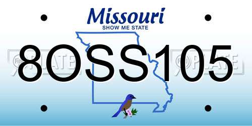 8OSS105 Missouri License Plate