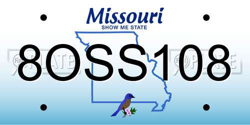 8OSS108 Missouri License Plate