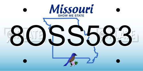 8OSS583 Missouri License Plate