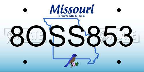 8OSS853 Missouri License Plate