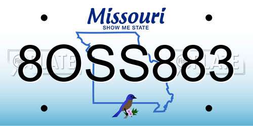 8OSS883 Missouri License Plate