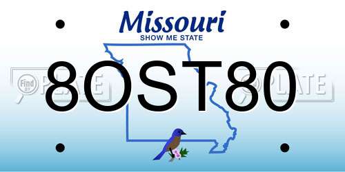 8OST80 Missouri License Plate