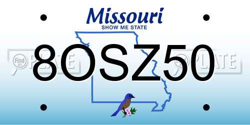 8OSZ50 Missouri License Plate