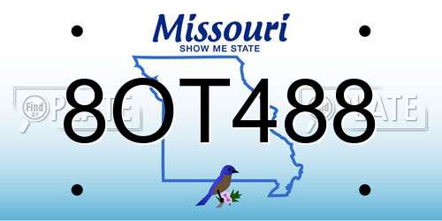 8OT488 Missouri License Plate